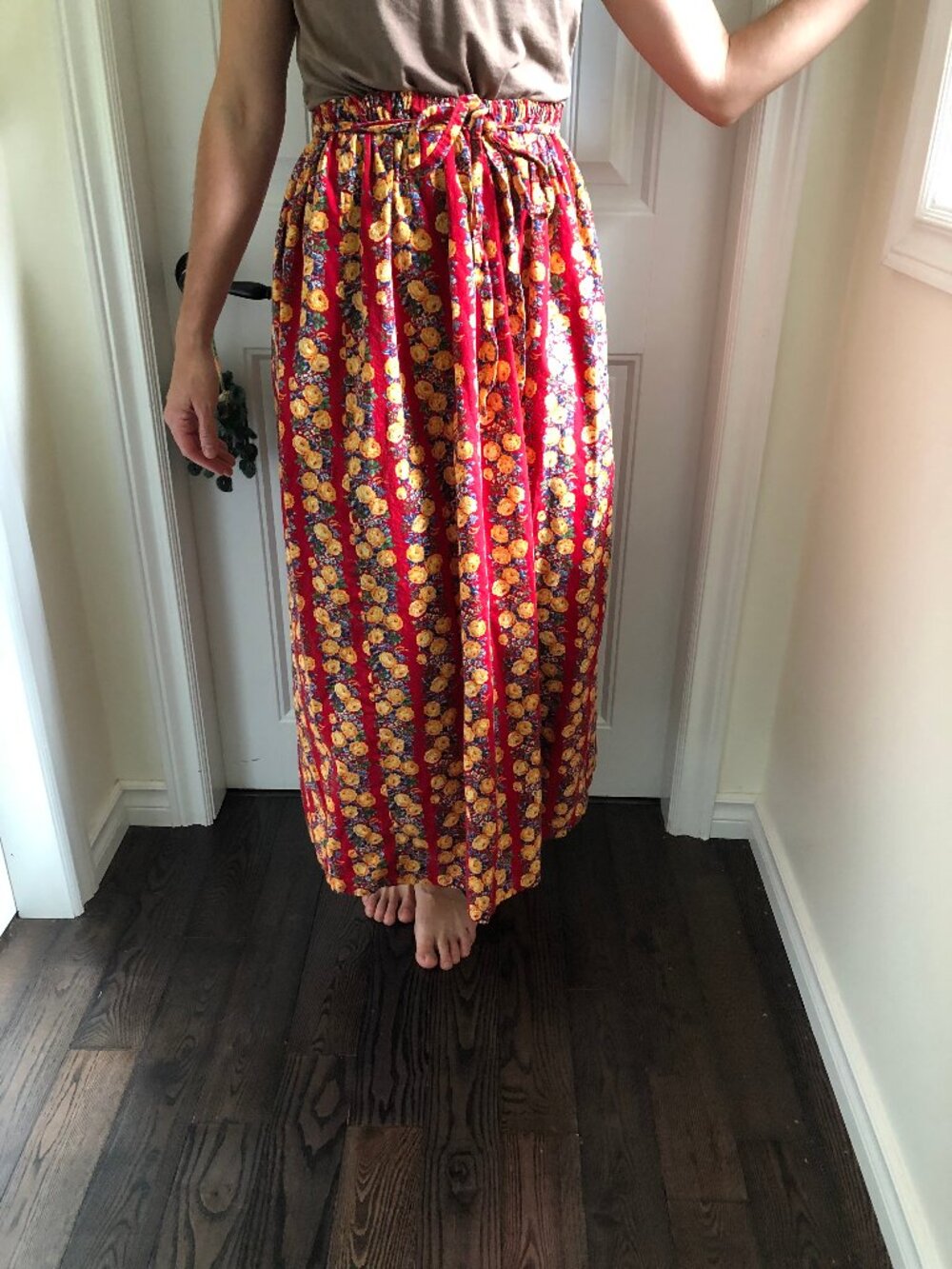 Vintage Handmade Boho Floral Maxi Skirt | Cotton | Stretch Waist | S–L
